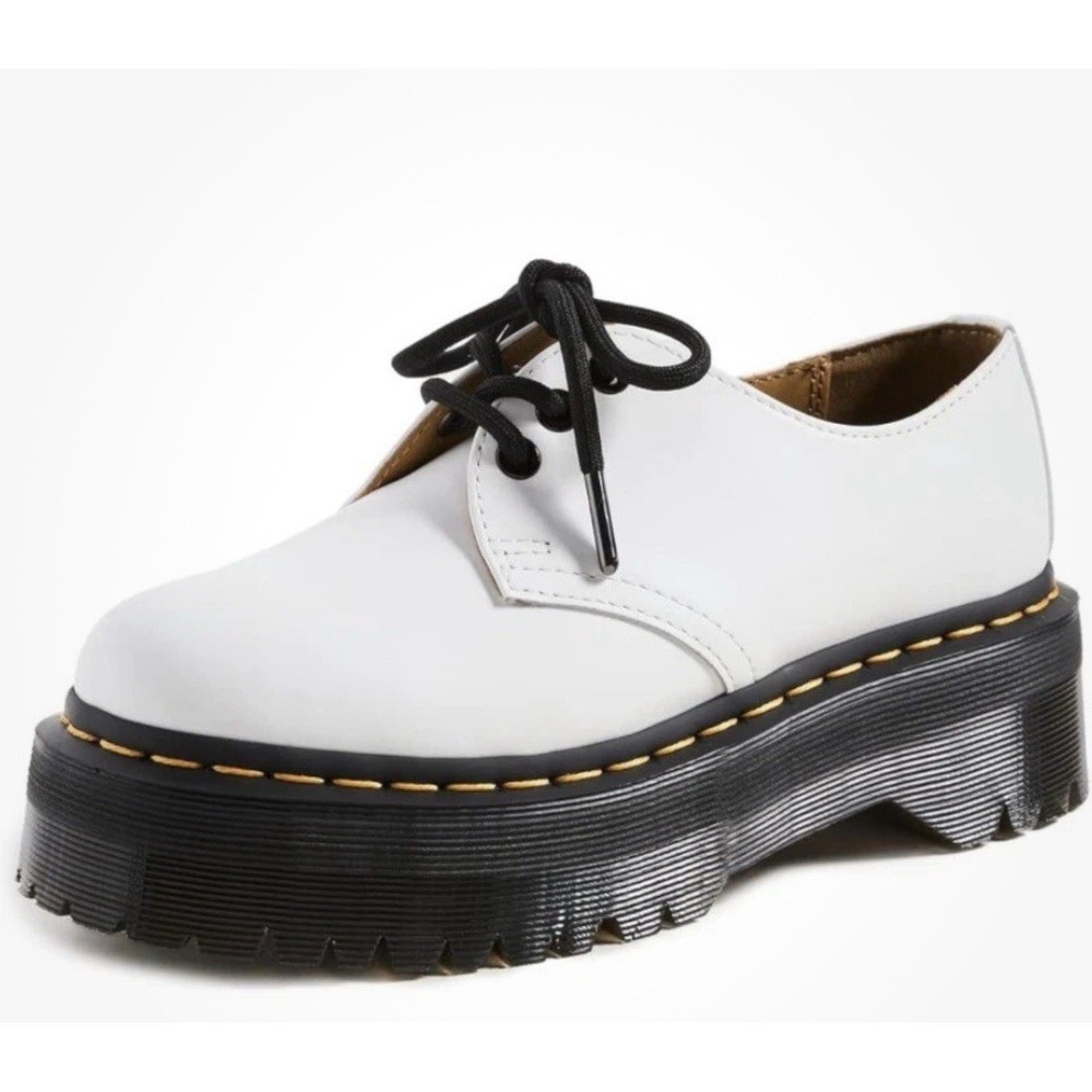 Dr. Martens Quad 1461 White Leather Platform Oxford Shoes Women's Size 5